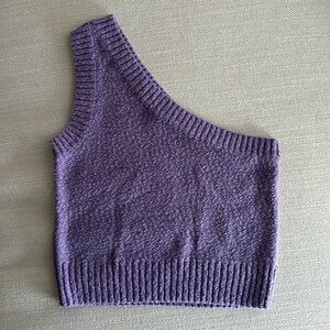 Madewell Off the Shoulder Purple Crop Top